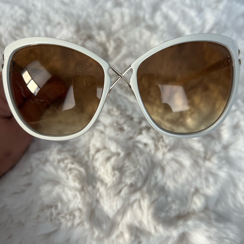 Tom Ford White and Brown Cat-Eye Sunglasses